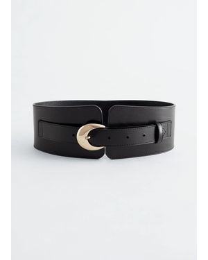 & Other Stories Wide Leather Waist Belt - Black