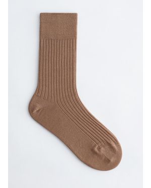 & Other Stories Ribbed Silk Socks - Brown