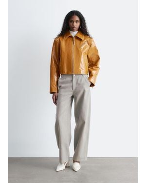 & Other Stories Patent Leather Biker Jacket - Multicolour