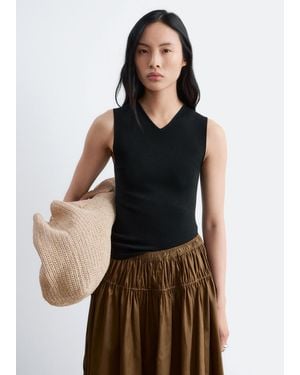 & Other Stories Sleeveless V-Neck Knitted Top - Black
