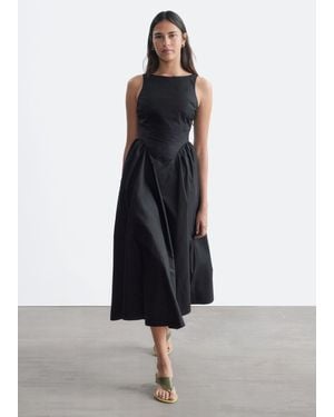 & Other Stories Tie-Back Midi Dress - Black