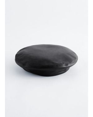 & Other Stories Leather Beret - Black