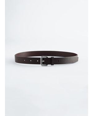 & Other Stories Textured Leather Belt - White