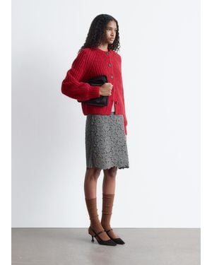 & Other Stories Balloon-Sleeve Cardigan - Red