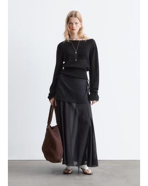 & Other Stories Sheer Apron Midi Skirt - Black