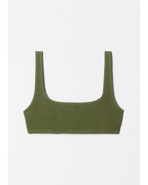 & Other Stories Textured Square-Neck Bikini Top - Green