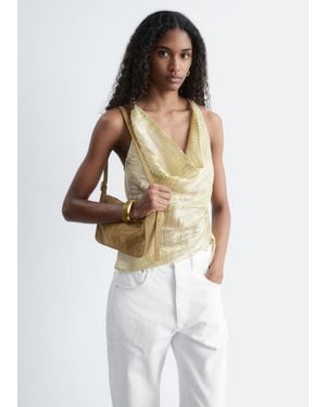 & Other Stories Cowl-Neck Drawstring Top - White