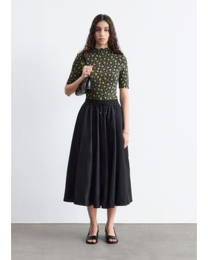 & Other Stories Drawstring Nylon Midi Skirt - Blue