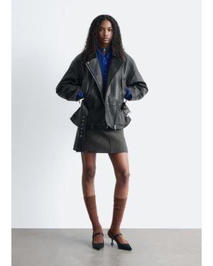 & Other Stories Belted Leather Biker Jacket - Black