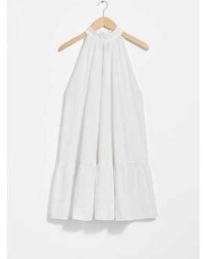 & Other Stories Bow-Detailed Mini Dress - White