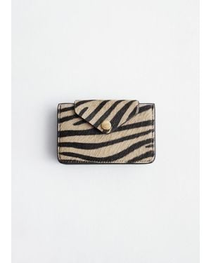 & Other Stories Zebra Print Leather Card Holder - White