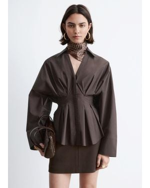 & Other Stories Fitted-Waist Cotton Shirt - Black