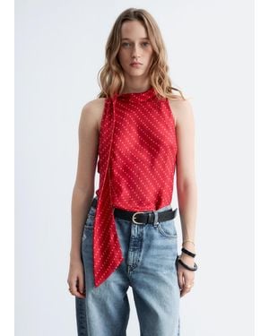 & Other Stories Scarf-Neck Silk Top - Red