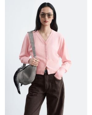 & Other Stories Cardigan Style Corset Côtelé En Laine - Rose