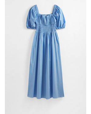 & Other Stories Puff-Sleeve Midi Dress - Blue
