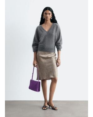 & Other Stories Leopard Print Satin Skirt - White