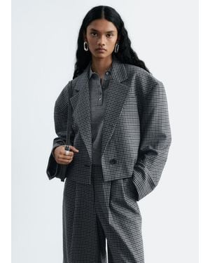 & Other Stories Cropped Houndstooth Blazer - Grey