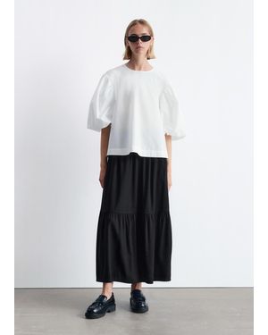 & Other Stories Tiered Midi Skirt - White