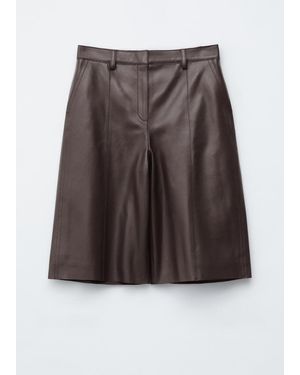 & Other Stories Nappa Leather Bermuda Shorts - Brown