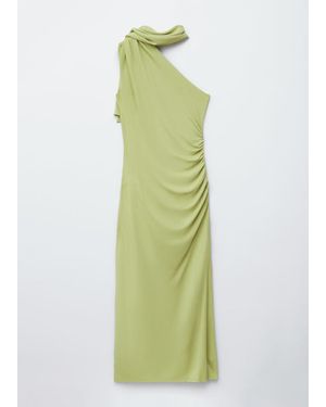 & Other Stories One-Shoulder Scarf-Detail Midi Dress - Green