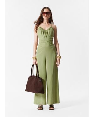 & Other Stories Open-Back Wide-Leg Jumpsuit - Green