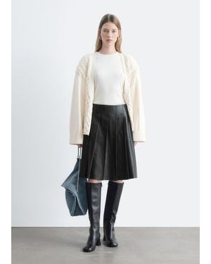 & Other Stories Pleated Leather Skirt - White