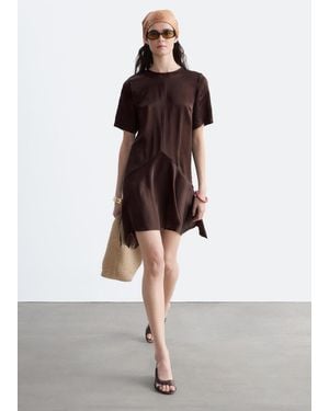 & Other Stories Handkerchief Hem Mini Dress - Brown