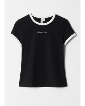 & Other Stories Embroidery T-Shirt - Black