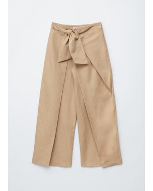 & Other Stories Tie-Front Wide-Leg Trousers - Natural