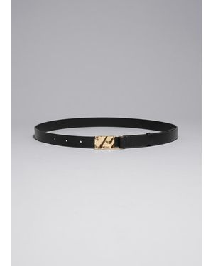 & Other Stories Sculptural Buckle Leather Belt - Grey