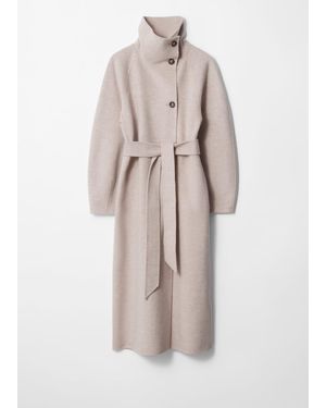 & Other Stories Funnel-Collar Wool Coat - Natural