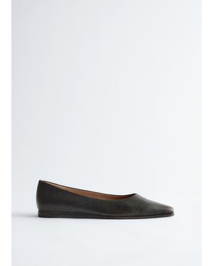 & Other Stories Leather Ballet Flats - Black