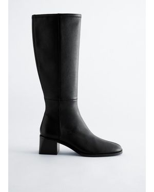 & Other Stories High-Shaft Leather Sock Boot - Black