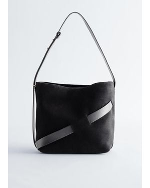 & Other Stories Leather-Trim Bucket Bag - White