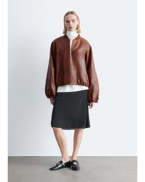 & Other Stories Leather Bomber Jacket - White