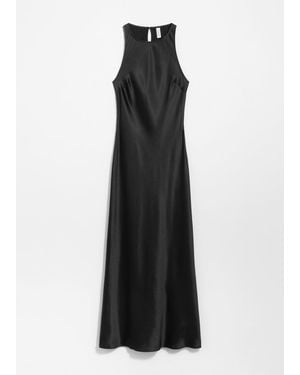 & Other Stories Slim Satin Midi Dress - Black