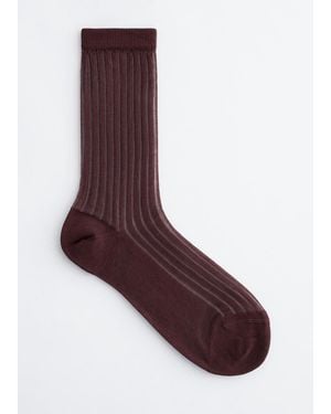 & Other Stories Ribbed Sheer Socks - Purple