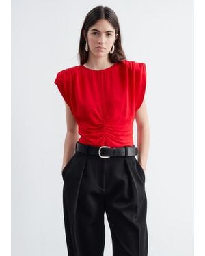 & Other Stories Ruched Sleeveless Top - Red