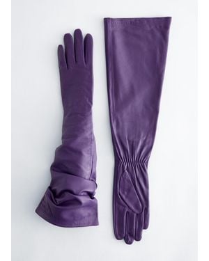 & Other Stories Long Leather Gloves - Purple