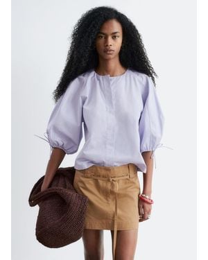 & Other Stories Volume-Sleeve Cotton Blouse - Blue