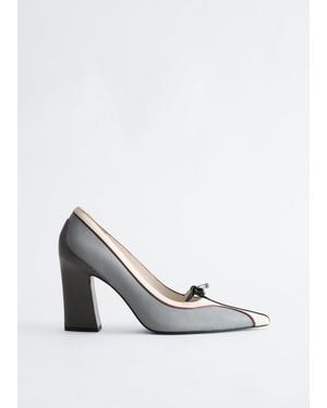 & Other Stories Bow-Detail Leather Court Shoes - White