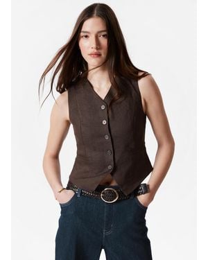 & Other Stories Tailored Linen Waistcoat - Brown