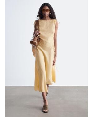 & Other Stories Flared Linen Midi Dress - White