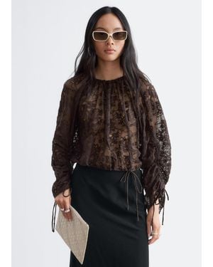 & Other Stories Gathered Lace Blouse - Black