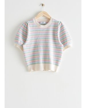 & Other Stories Scalloped Knit Top - Blue