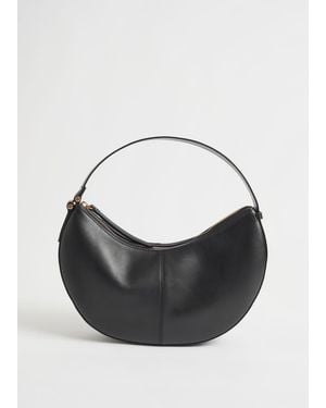 & Other Stories Small Rounded Leather Handbag - Black