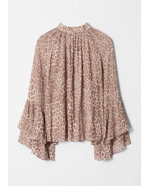 & Other Stories Flounced Stand-Collar Blouse - Natural