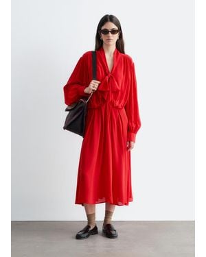 & Other Stories Tie-Neck Midi Dress - Red