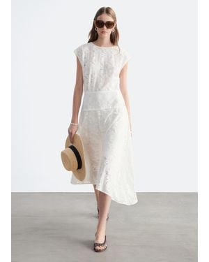 & Other Stories Bias-Cut Lace Midi Dress - White