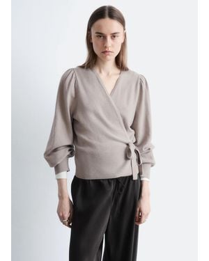 & Other Stories Merino Wool Wrap Cardigan - Gray